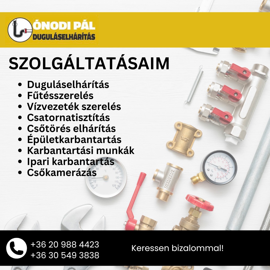 Ónodi Pál - Duguláselhárítás - Fűtésszerelés - Vízszerelés
